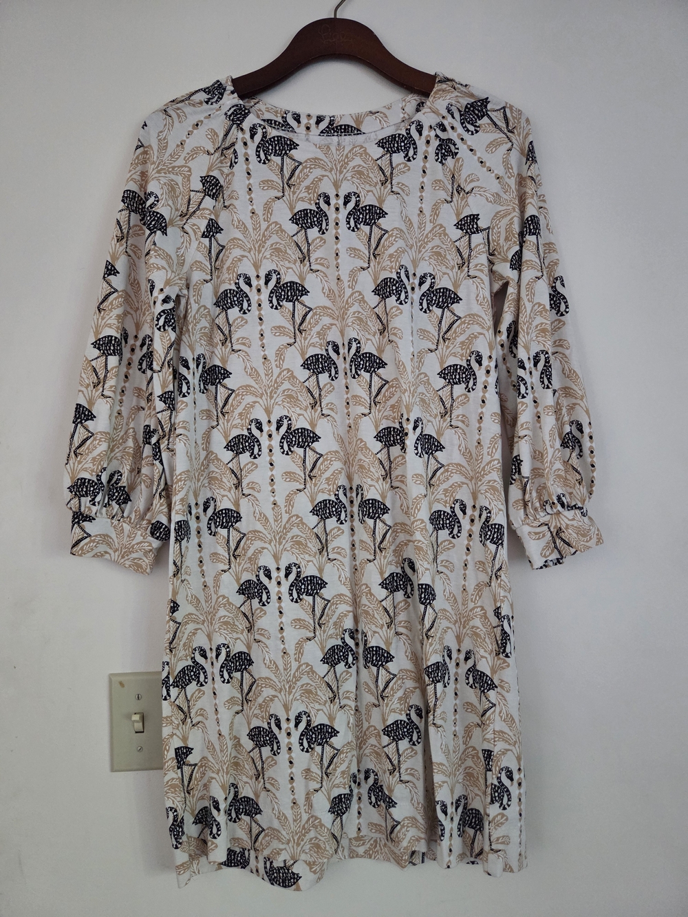 Lilly Pulitzer Cream Dress with Black & Tan Flamingo Print
